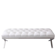 Milo Bench in Brushed Stainless Steel finish with White PU - Furniture City (CA)l