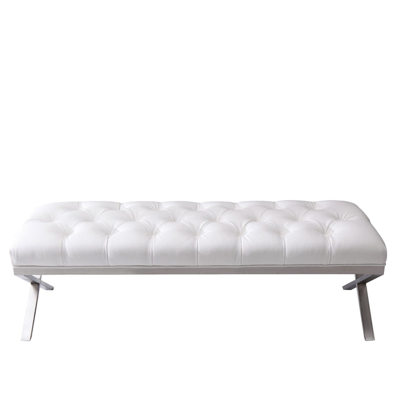 Milo Bench in Brushed Stainless Steel finish with White PU - Furniture City (CA)l