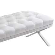 Milo Bench in Brushed Stainless Steel finish with White PU - Furniture City (CA)l