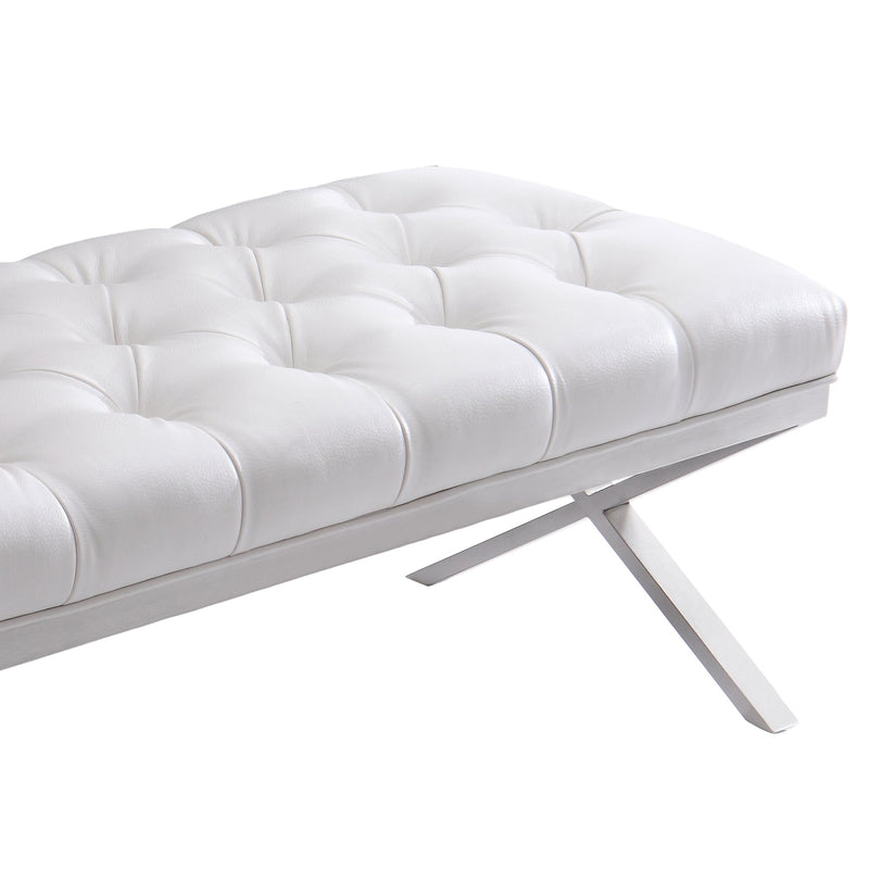 Milo Bench in Brushed Stainless Steel finish with White PU - Furniture City (CA)l