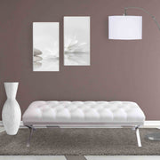 Milo Bench in Brushed Stainless Steel finish with White PU - Furniture City (CA)l