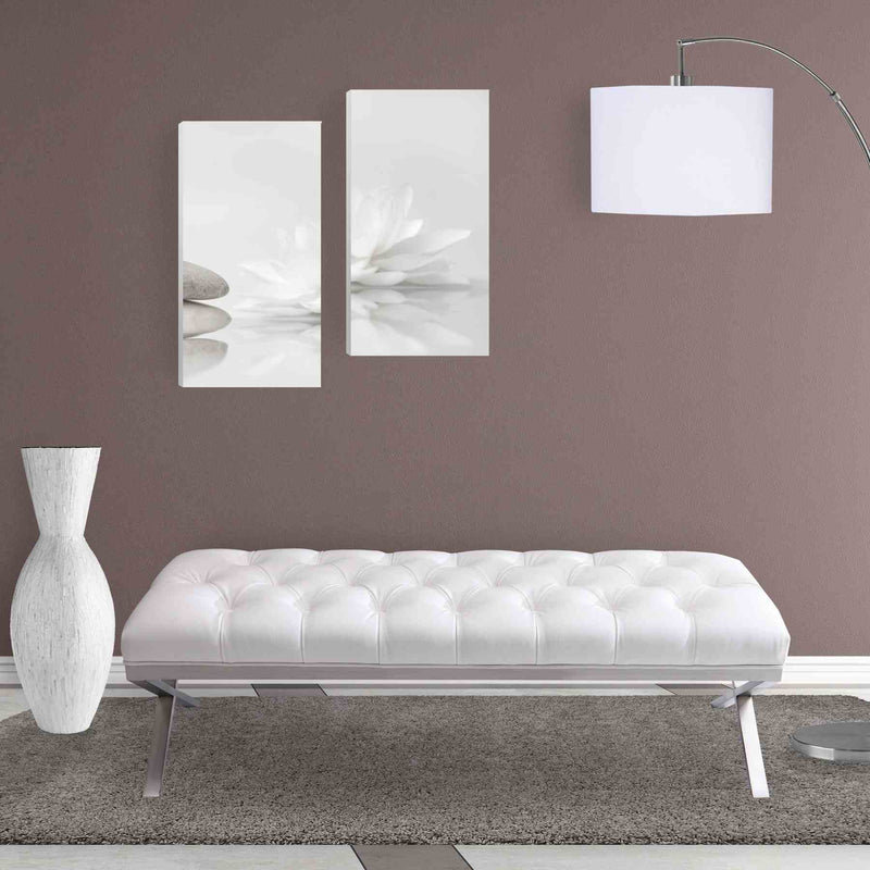 Milo Bench in Brushed Stainless Steel finish with White PU - Furniture City (CA)l