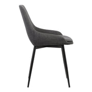 Mia Contemporary Dining Chair in Charcoal Fabric with Black Powder Coated Metal Legs - Furniture City (CA)l