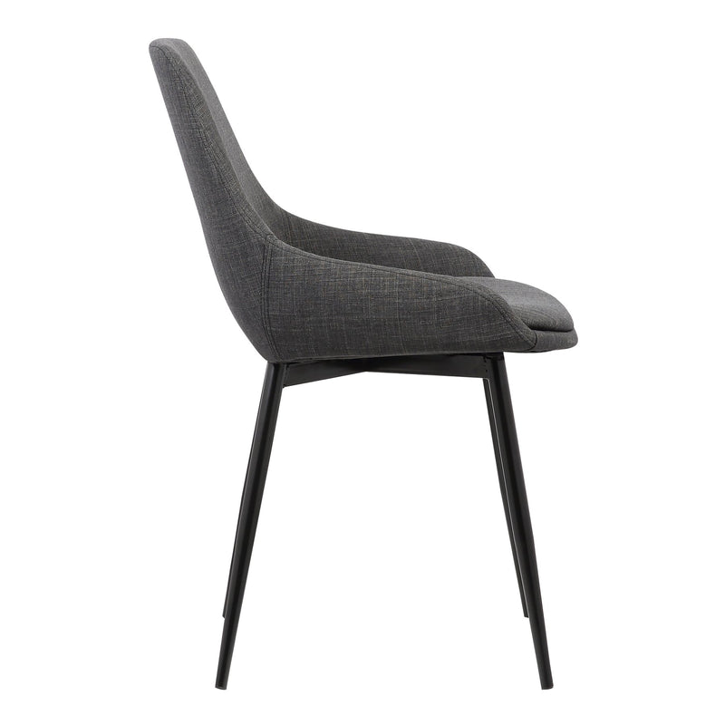 Mia Contemporary Dining Chair in Charcoal Fabric with Black Powder Coated Metal Legs - Furniture City (CA)l