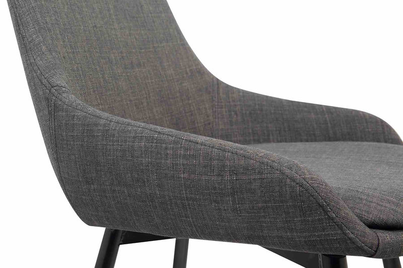 Mia Contemporary Dining Chair in Charcoal Fabric with Black Powder Coated Metal Legs - Furniture City (CA)l