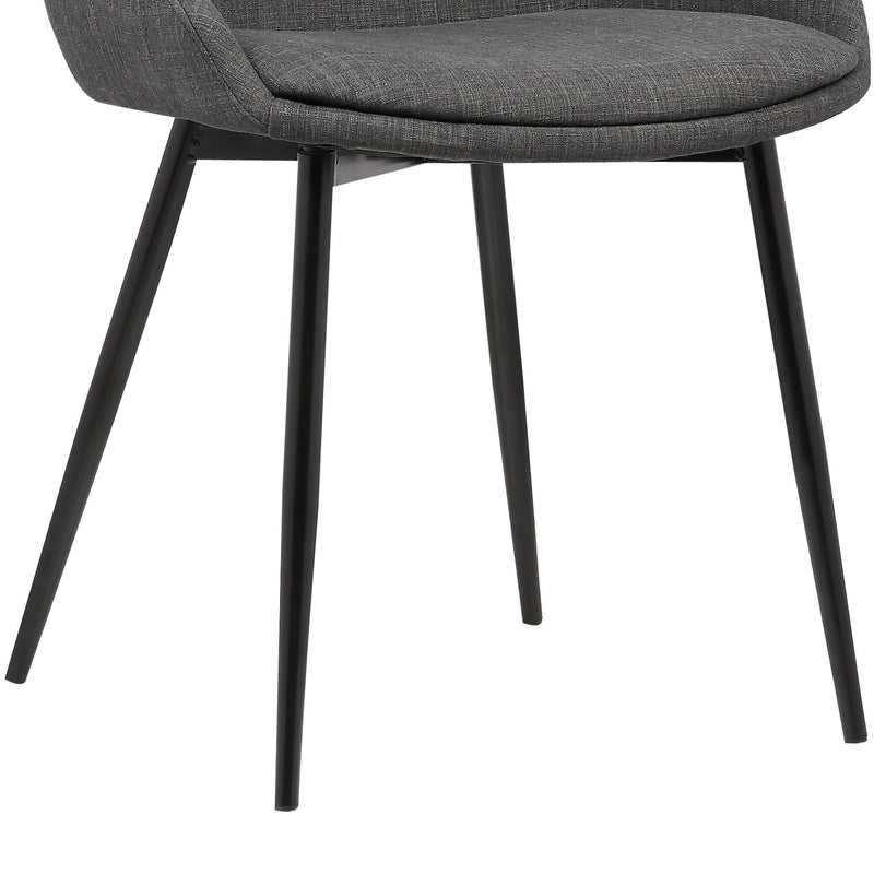 Mia Contemporary Dining Chair in Charcoal Fabric with Black Powder Coated Metal Legs - Furniture City (CA)l