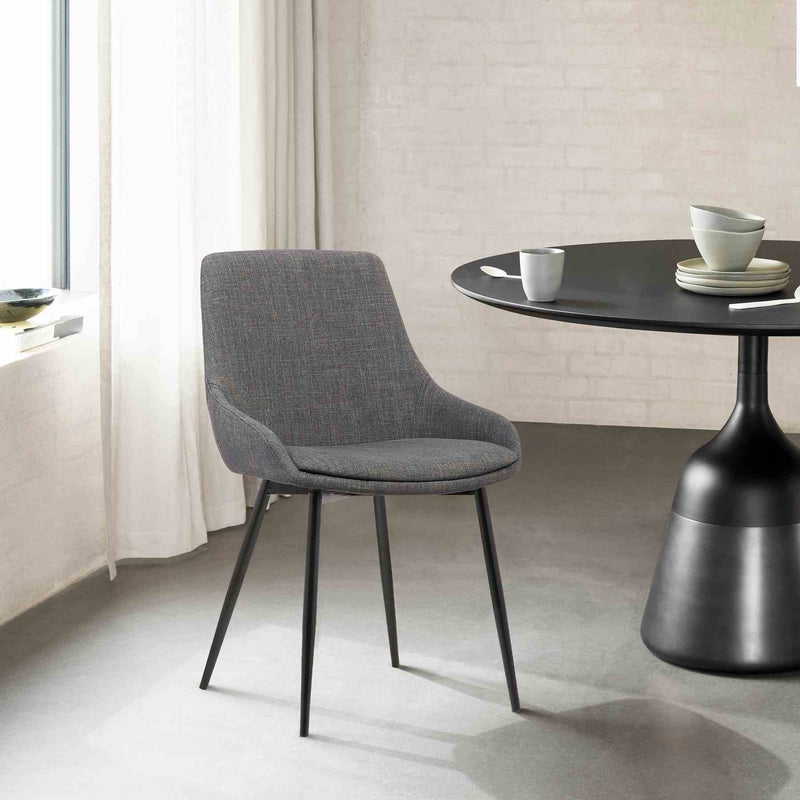 Mia Contemporary Dining Chair in Charcoal Fabric with Black Powder Coated Metal Legs - Furniture City (CA)l