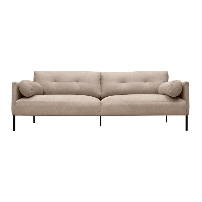 Michalina 84" Beige Fabric Sofa with Black Metal Legs