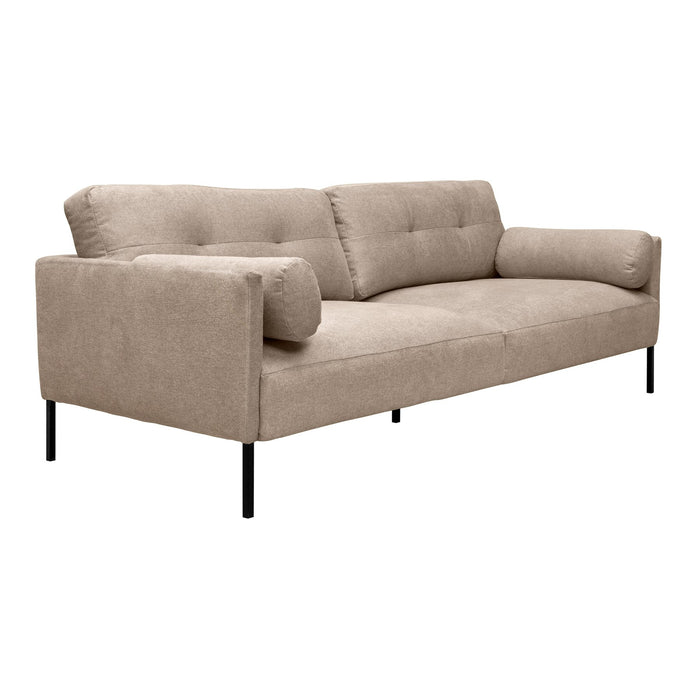 Michalina 84" Beige Fabric Sofa with Black Metal Legs