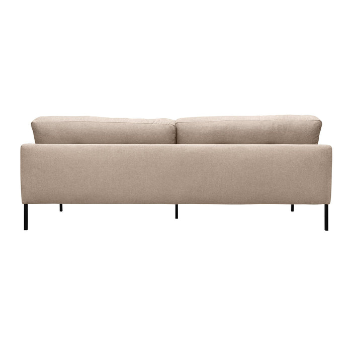 Michalina 84" Beige Fabric Sofa with Black Metal Legs