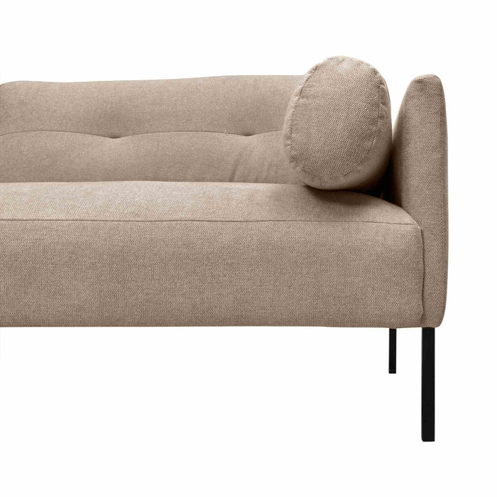 Michalina 84" Beige Fabric Sofa with Black Metal Legs
