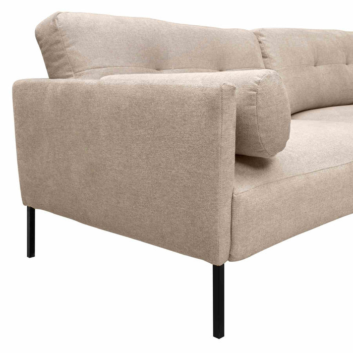 Michalina 84" Beige Fabric Sofa with Black Metal Legs