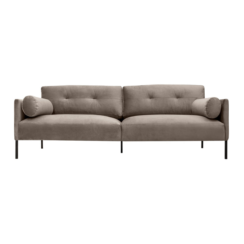 Michalina 84" Fossil Gray Velvet Sofa with Black Metal Legs - Furniture City (CA)l