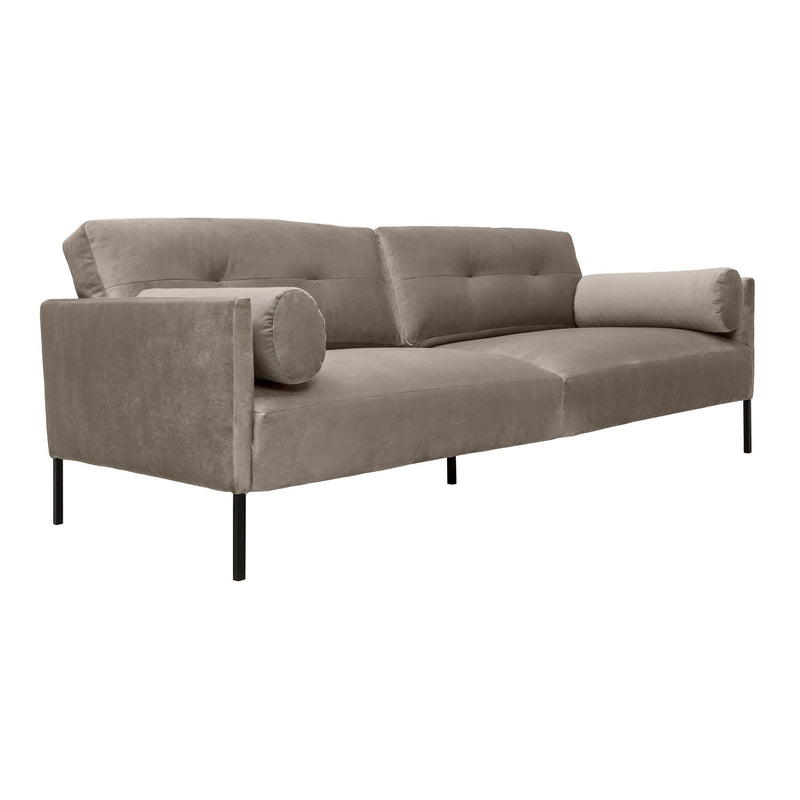 Michalina 84" Fossil Gray Velvet Sofa with Black Metal Legs - Furniture City (CA)l