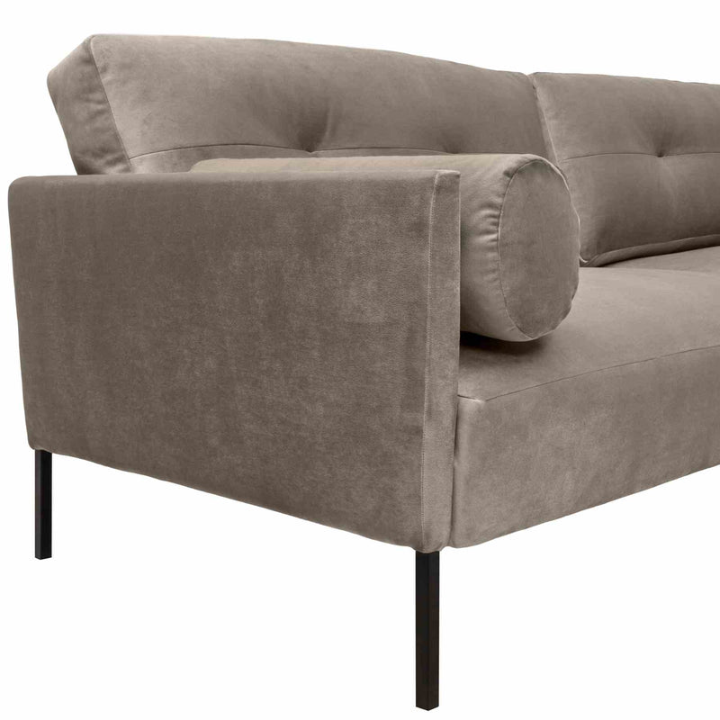 Michalina 84" Fossil Gray Velvet Sofa with Black Metal Legs - Furniture City (CA)l