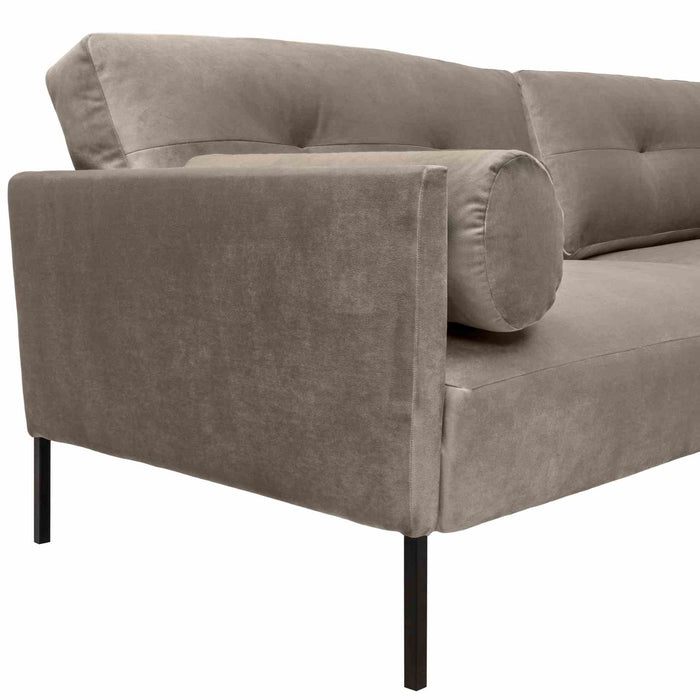 Michalina 84" Fossil Gray Velvet Sofa with Black Metal Legs