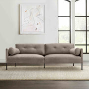 Michalina 84" Fossil Gray Velvet Sofa with Black Metal Legs - Furniture City (CA)l