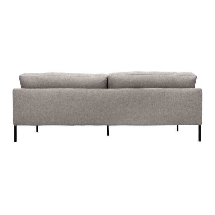 Michalina 84" Gray Fabric Sofa with Black Metal Legs