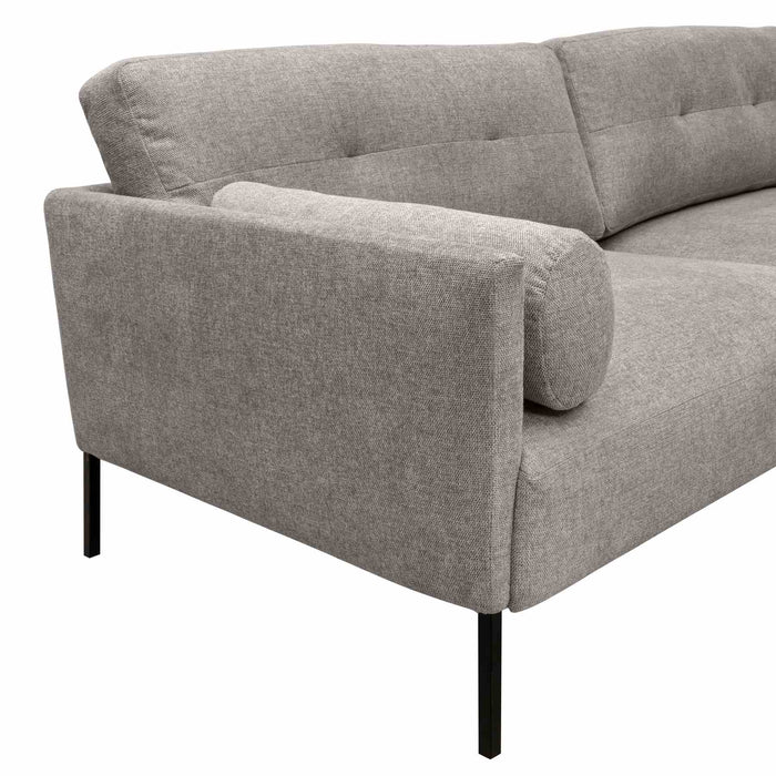 Michalina 84" Gray Fabric Sofa with Black Metal Legs