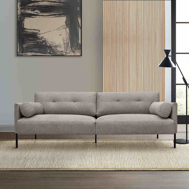 Michalina 84" Gray Fabric Sofa with Black Metal Legs - Furniture City (CA)l