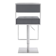 Michele Swivel Adjustable Height Gray Faux Leather and Brushed Stainless Steel Bar Stool - Furniture City (CA)l