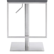 Michele Swivel Adjustable Height Gray Faux Leather and Brushed Stainless Steel Bar Stool - Furniture City (CA)l