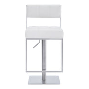 Michele Swivel Adjustable Height Off-White Faux Leather and Brushed Stainless Steel Bar Stool - Furniture City (CA)l