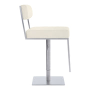 Michele Swivel Adjustable Height Off-White Faux Leather and Brushed Stainless Steel Bar Stool - Furniture City (CA)l