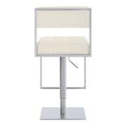 Michele Swivel Adjustable Height Off-White Faux Leather and Brushed Stainless Steel Bar Stool - Furniture City (CA)l