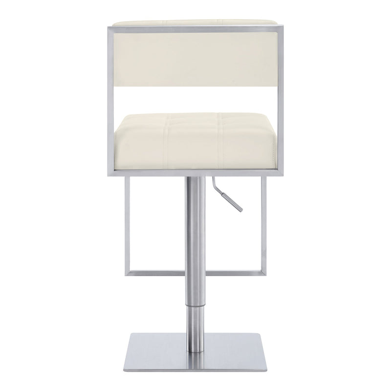 Michele Swivel Adjustable Height Off-White Faux Leather and Brushed Stainless Steel Bar Stool - Furniture City (CA)l