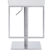 Michele Swivel Adjustable Height Off-White Faux Leather and Brushed Stainless Steel Bar Stool - Furniture City (CA)l