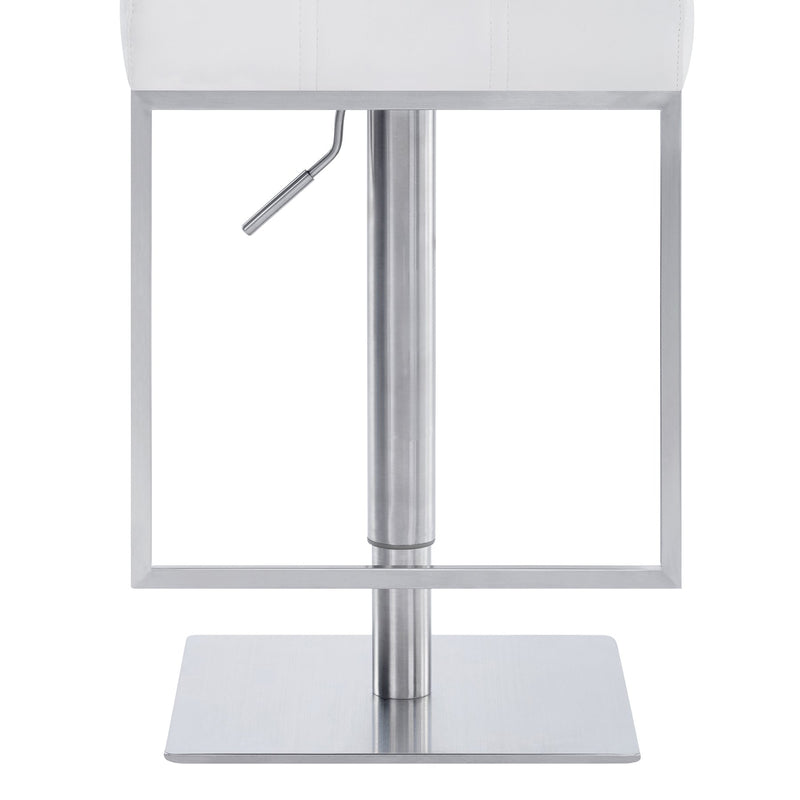 Michele Swivel Adjustable Height Off-White Faux Leather and Brushed Stainless Steel Bar Stool - Furniture City (CA)l