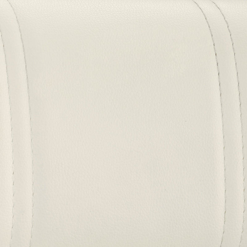 Michele Swivel Adjustable Height Off-White Faux Leather and Brushed Stainless Steel Bar Stool - Furniture City (CA)l