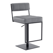 Michele Swivel Adjustable Height Gray Faux Leather and Black Metal Bar Stool - Furniture City (CA)l
