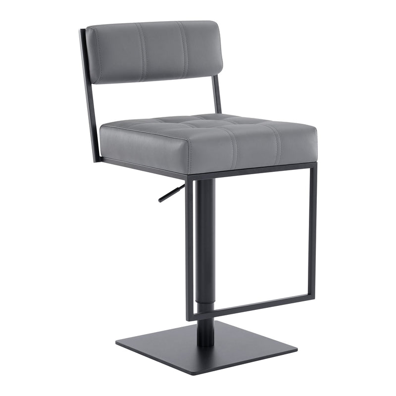 Michele Swivel Adjustable Height Gray Faux Leather and Black Metal Bar Stool - Furniture City (CA)l