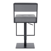 Michele Swivel Adjustable Height Gray Faux Leather and Black Metal Bar Stool - Furniture City (CA)l