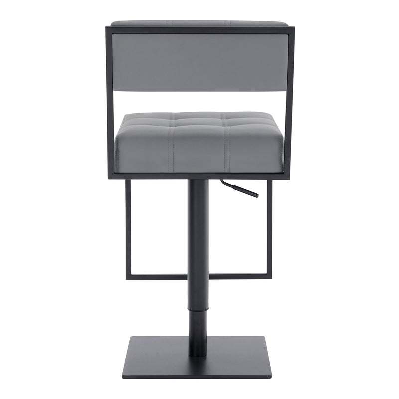Michele Swivel Adjustable Height Gray Faux Leather and Black Metal Bar Stool - Furniture City (CA)l