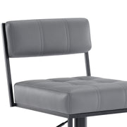 Michele Swivel Adjustable Height Gray Faux Leather and Black Metal Bar Stool - Furniture City (CA)l