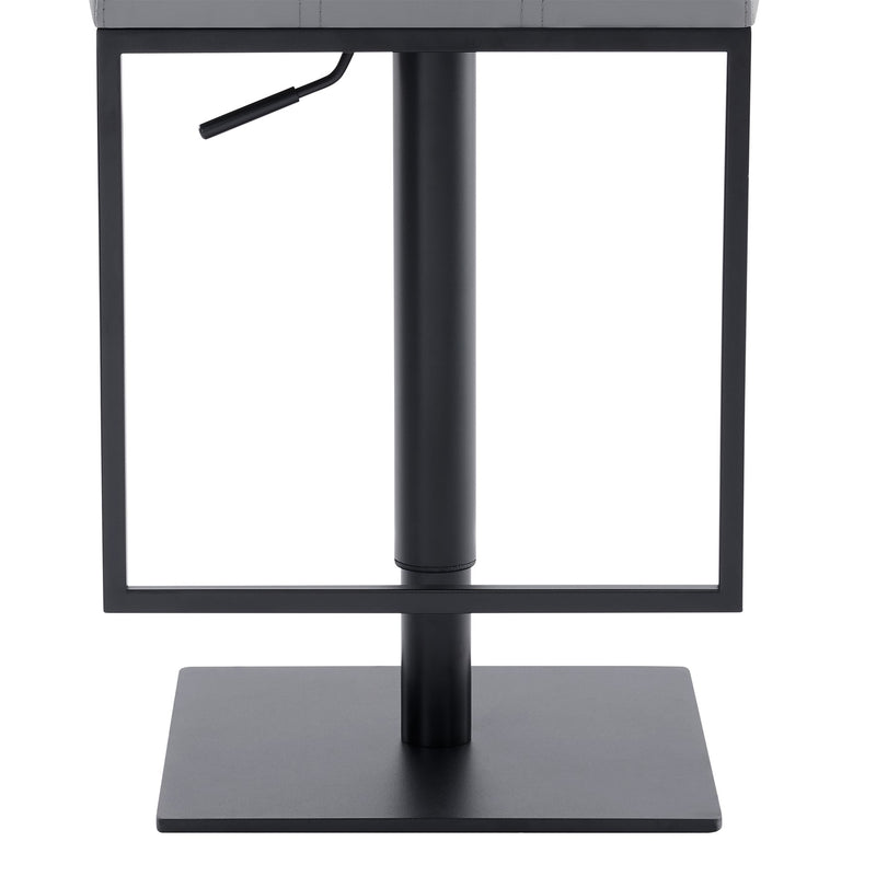 Michele Swivel Adjustable Height Gray Faux Leather and Black Metal Bar Stool - Furniture City (CA)l