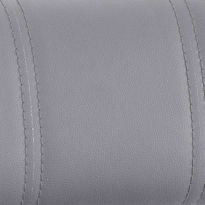 Michele Swivel Adjustable Height Gray Faux Leather and Black Metal Bar Stool