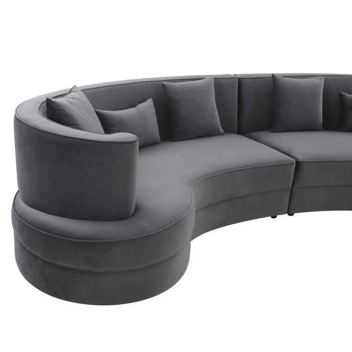Majestic Gray Fabric Upholstered Sectional Sofa