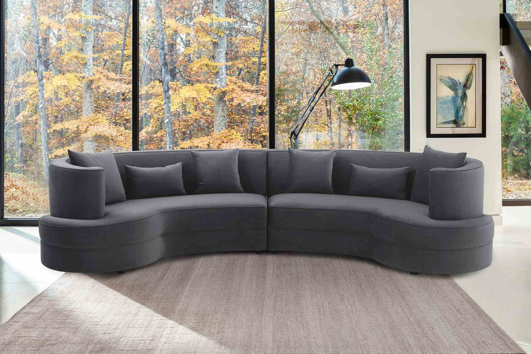 Majestic Gray Fabric Upholstered Sectional Sofa