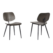 Miki Mid-Century Black and Walnut Wood Dining Accent Chairs (Set of 2) - Furniture City (CA)l