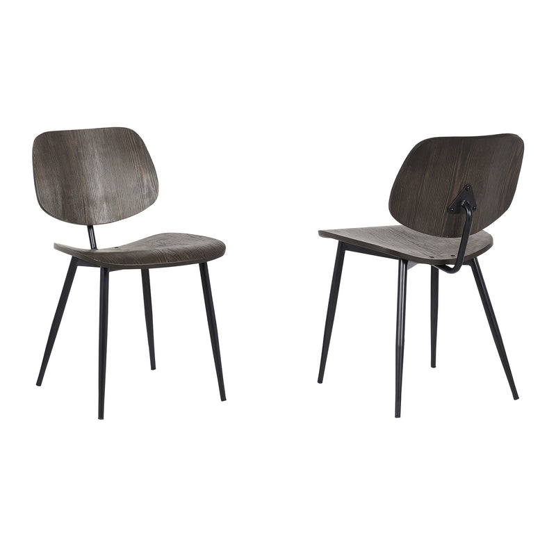 Miki Mid-Century Black and Walnut Wood Dining Accent Chairs (Set of 2) - Furniture City (CA)l