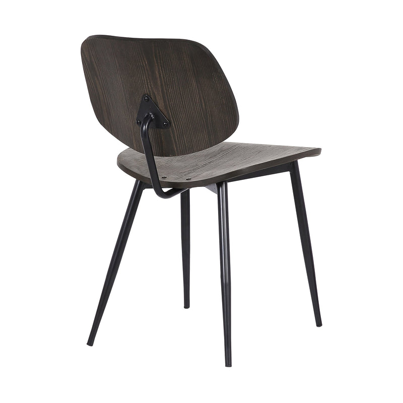 Miki Mid-Century Black and Walnut Wood Dining Accent Chairs (Set of 2) - Furniture City (CA)l
