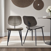 Miki Mid-Century Black and Walnut Wood Dining Accent Chairs (Set of 2) - Furniture City (CA)l