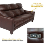Milos 83" Zero Gravity Power Reclining Sofa in Chocolate Leather - Furniture City (CA)l