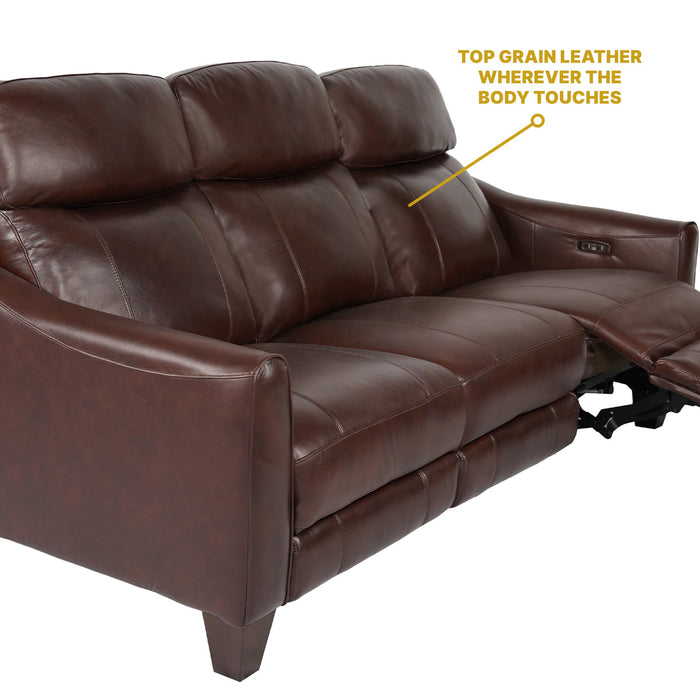 Milos 83" Zero Gravity Power Reclining Sofa in Chocolate Leather