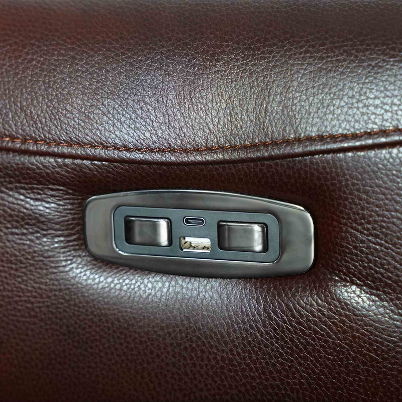 Milos 83" Zero Gravity Power Reclining Sofa in Chocolate Leather - Furniture City (CA)l