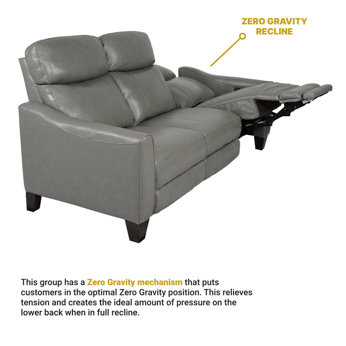Milos 83" Zero Gravity Power Reclining Sofa in Light Gray Leather